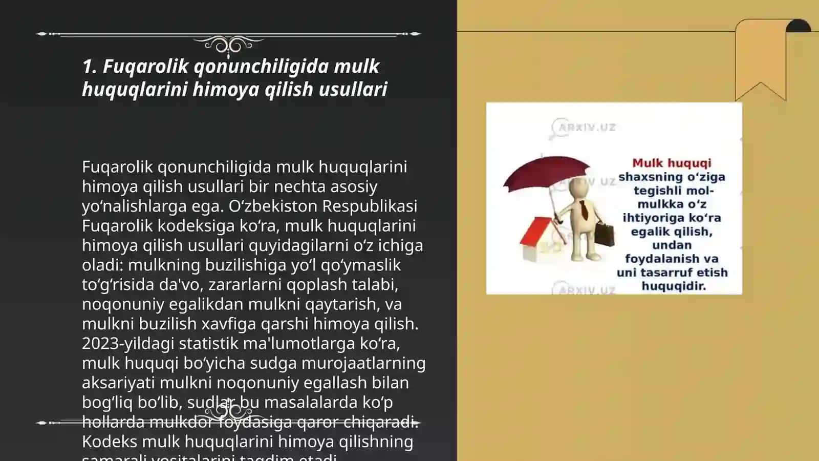 Fuqarolik qonunchiligida mulk huquqlarini himoya qilish usullari 3