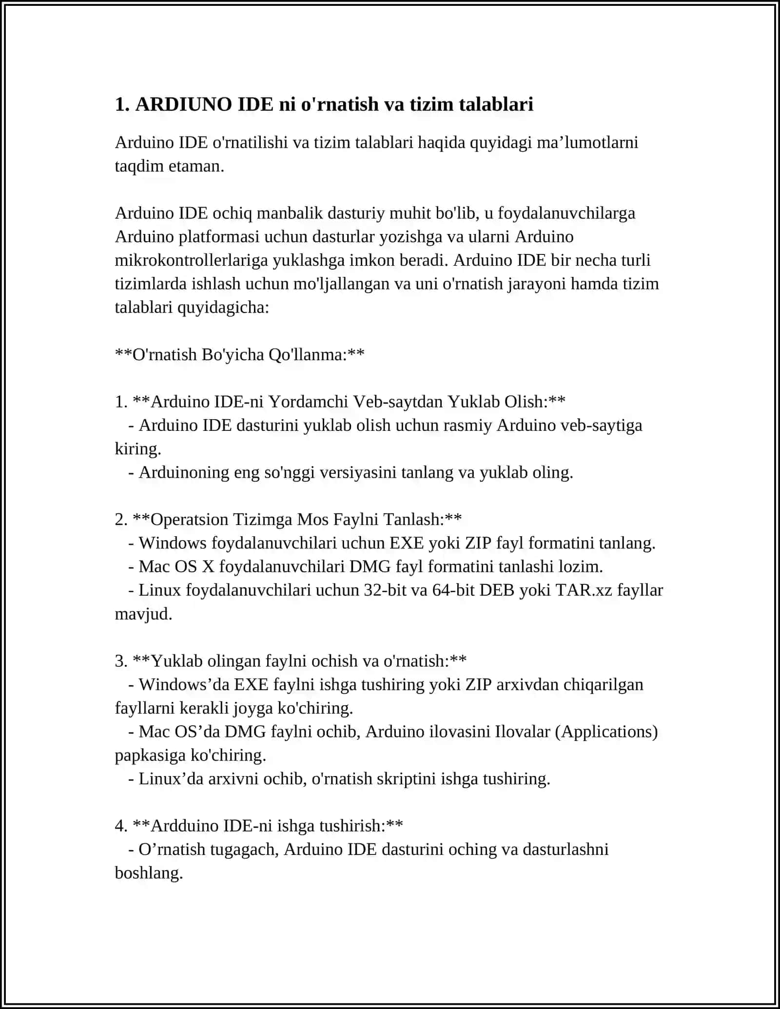 ARDIUNO IDE PLATFORMASIDA ISHLASH 3