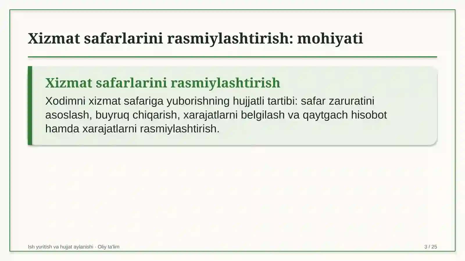 Ish yuritish va hujjat aylanishi · Oliy ta'lim 3