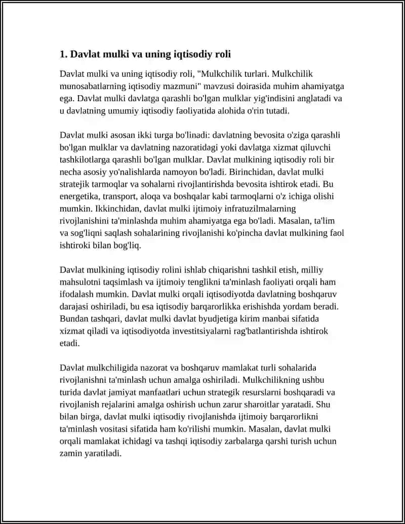 MULKCHILIK TURLARI.MULKCHILIK MUNOSABATLARNING IQTISODIY MAZMUNI 3