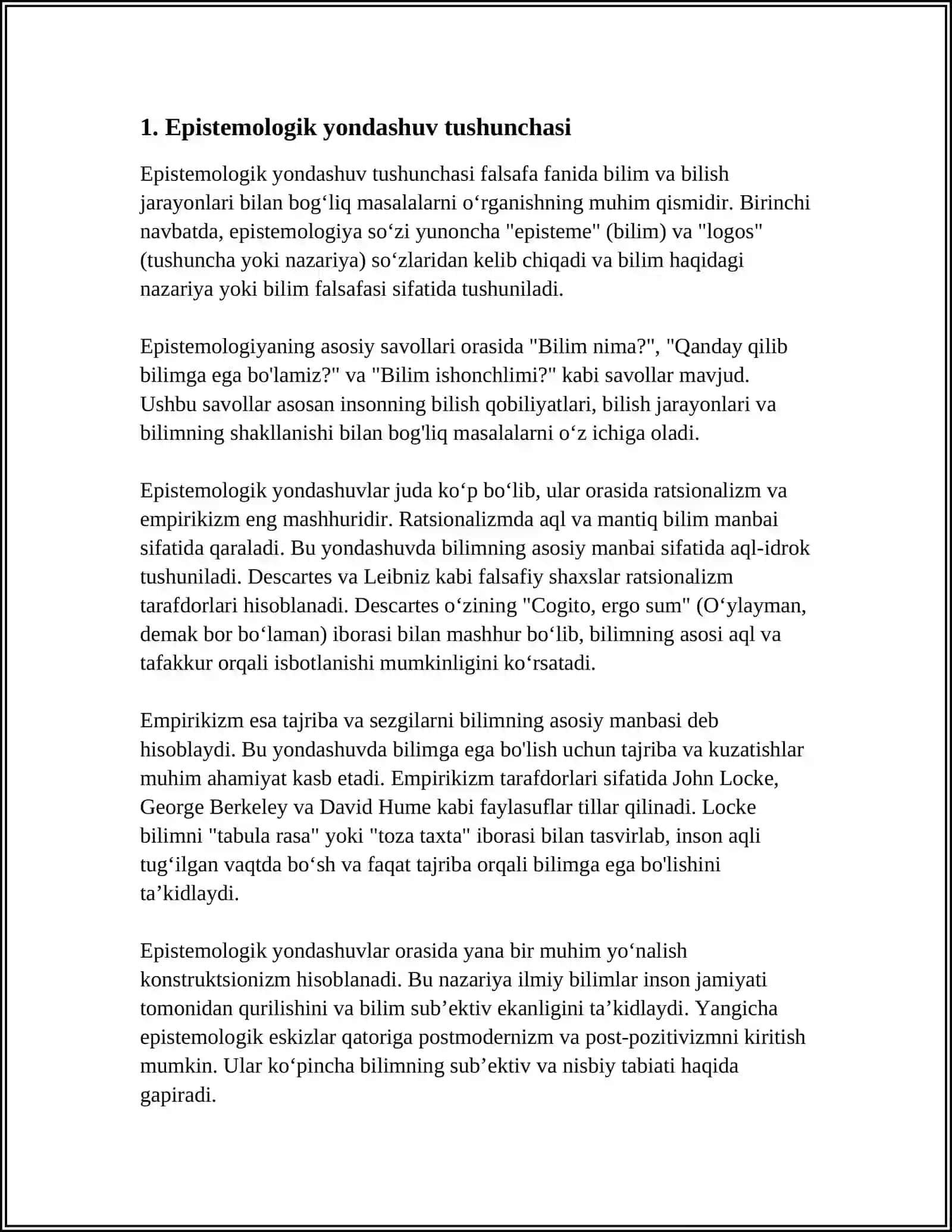 EPISTEMOLOGIK YONDASHUV TUSHUNCHASI, UNING MOHIYATI, MAZMUNI VA BILIMLARNI EGALLASHGA TA'SIRI 3
