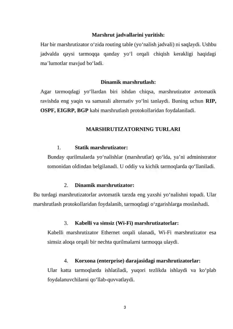 Marshrutizatorlarni boshqarish 3