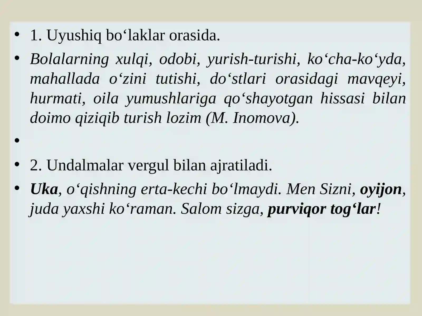 VERGUL VA UNING QO‘LLANILISHI 3