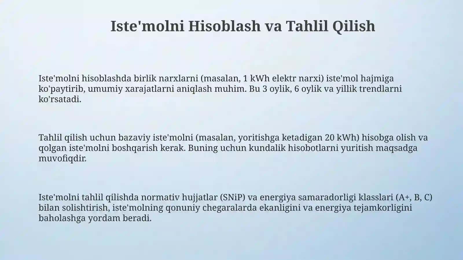 Iste'molni Hisoblash va Tahlil Qilish 3
