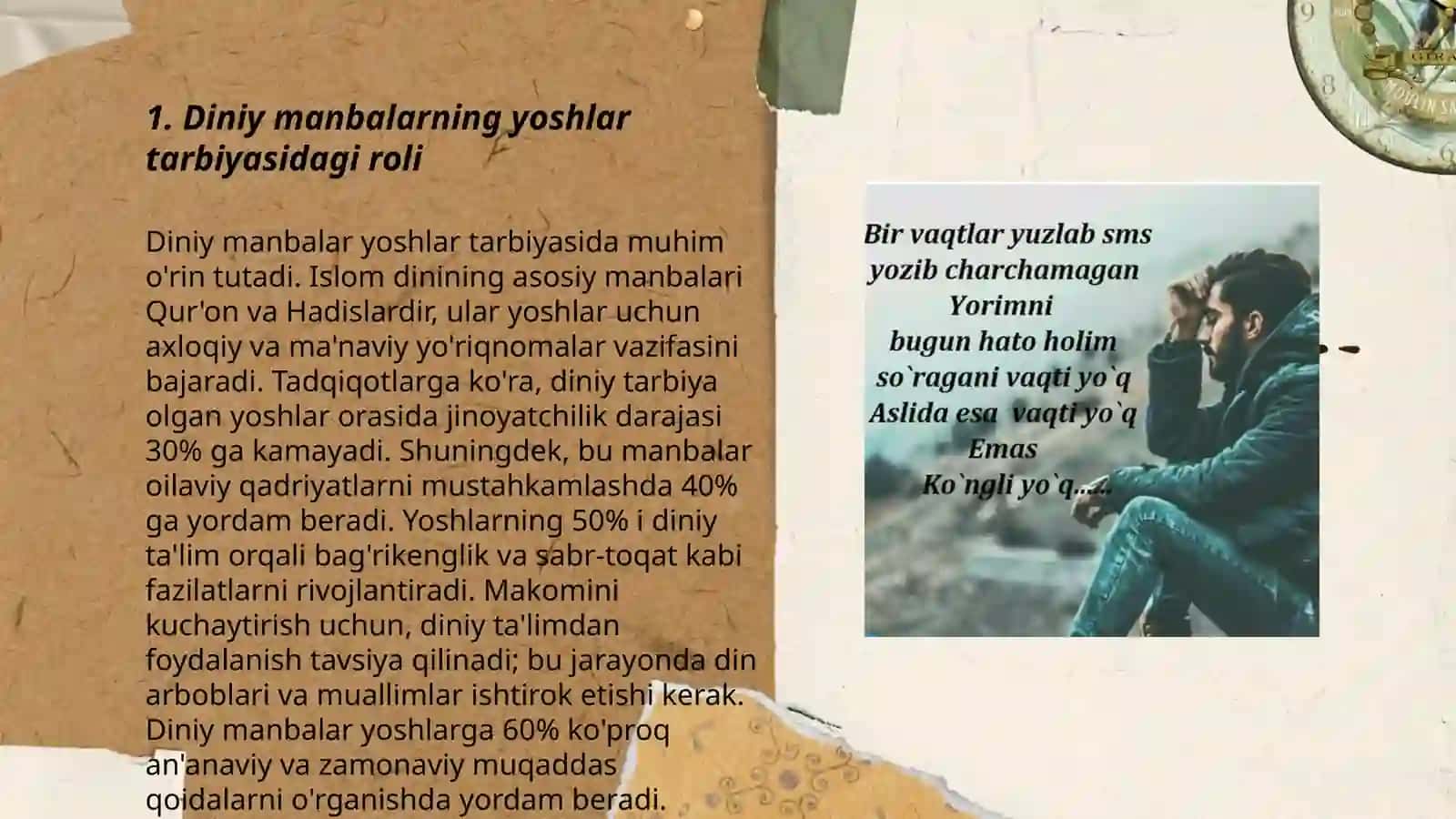 O’ZBEKISTON YOSHLARINING DINIY MANBALARDAGI AXLOQIY TARBIYAGA OID G’OYALARINI O’RGANISHINING AXAMIYATI 3