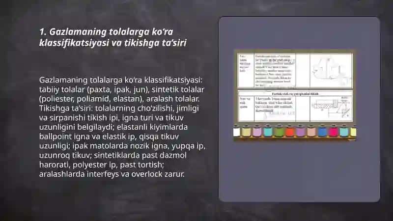 Gazlamalardan kiyim tikish tayorlashning o‘ziga xos xususiyatlari 3