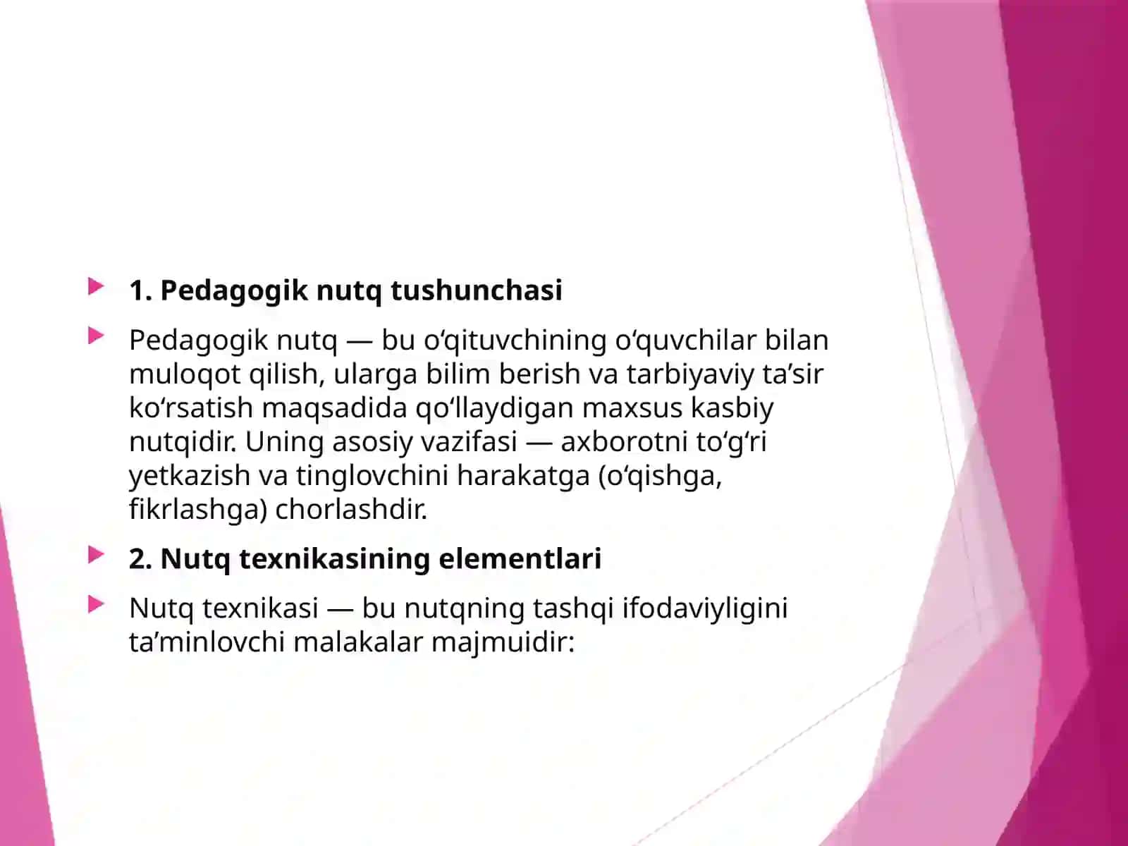 Pedagogik texnika: Nutq texnikasi va madaniyati 3