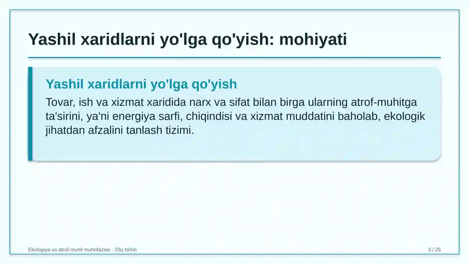 Ekologiya va atrof-muhit muhofazasi · Oliy ta'lim 3