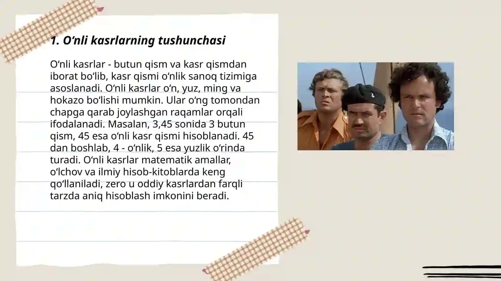 O'nli kasrlarni o'nliklar yuzliklar mingliklarga ko'paytirish 3
