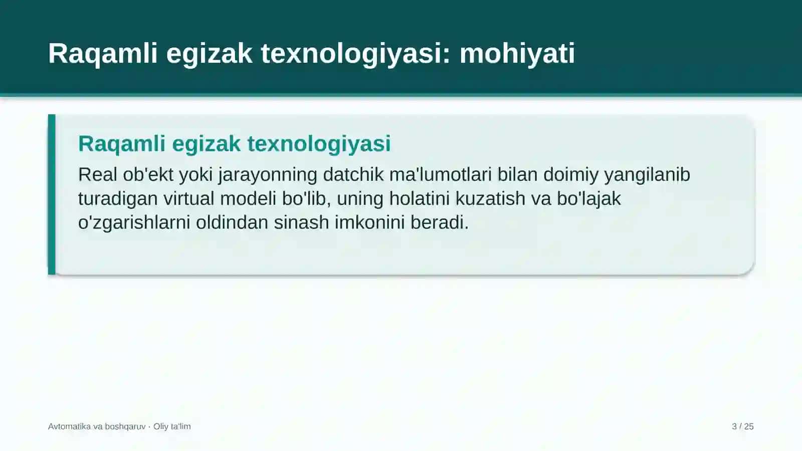 Energetika nazorati inspeksiyalarida raqamli egizak texnologiyasini qo'llash 3