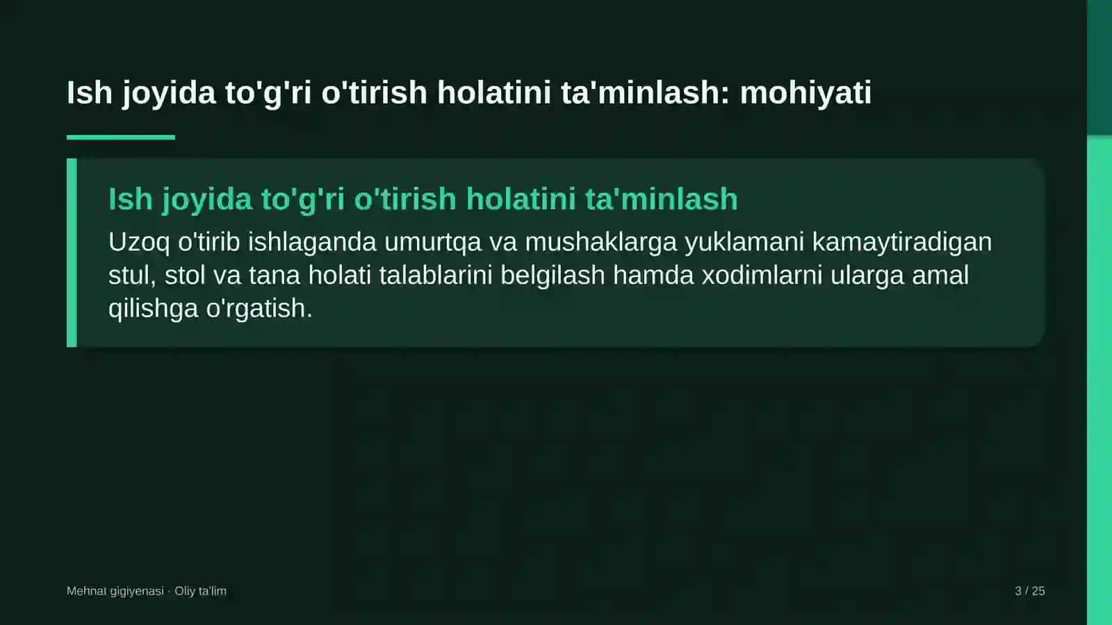 sanatoriylarda ish joyida to'g'ri o'tirish holatini ta'minlash 6220 3