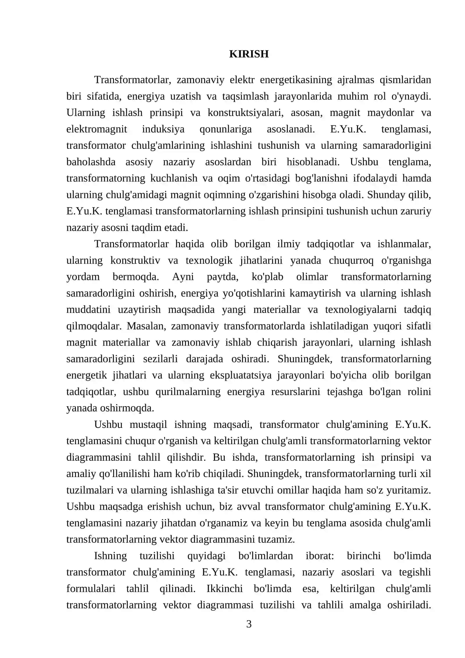 Transformator chulg'amining E.Yu.K. tenglamasi va keltirilgаn chulg'amli trаnsfоrmаtоrlаrning vektоr diаgrаmmаsi 3
