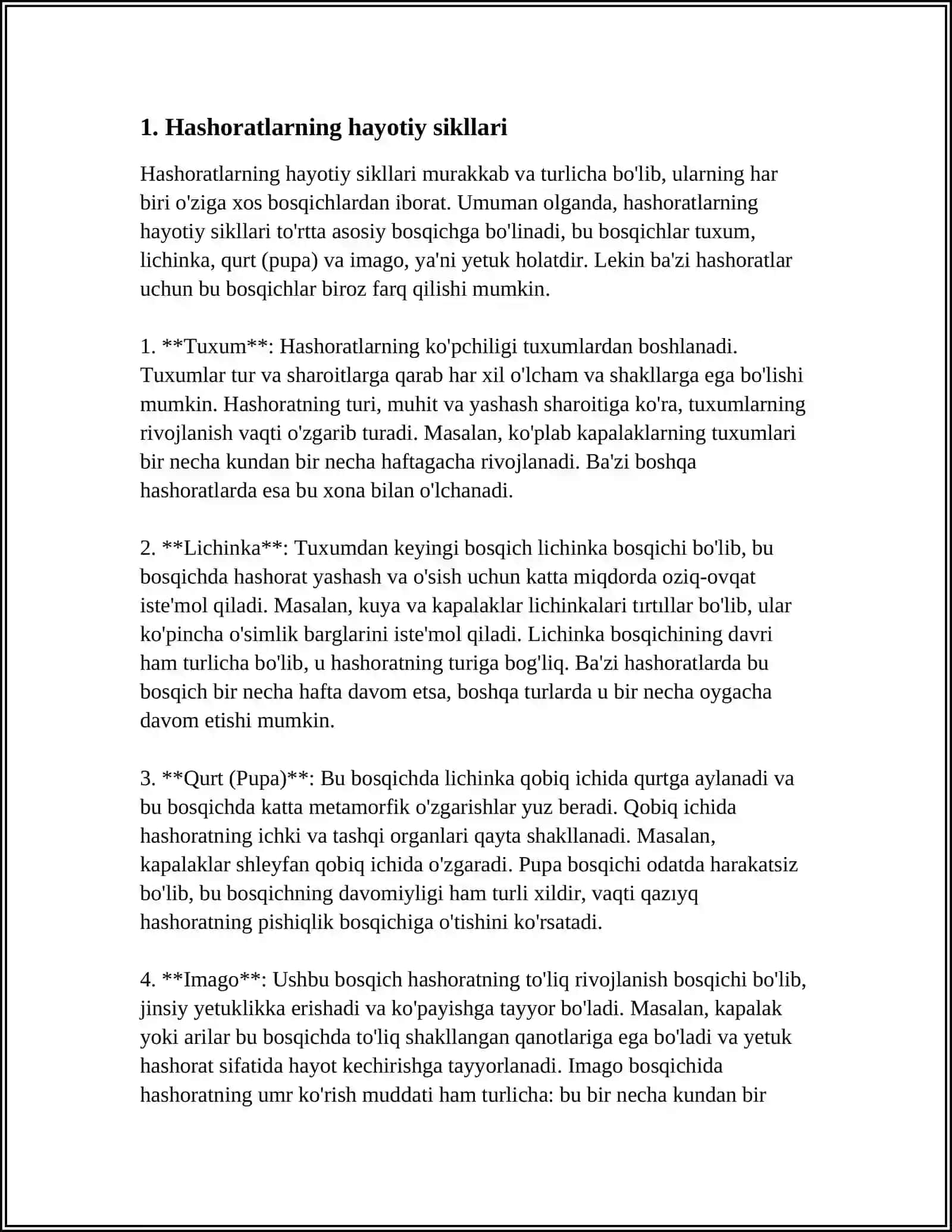 MUSTAQIL ISH Mavzu: HASHORAT 3