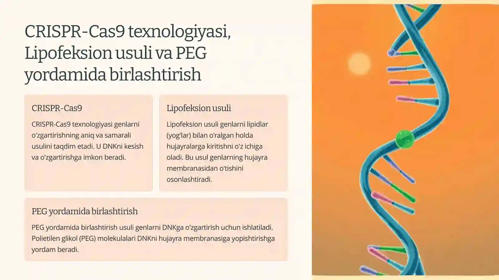 Gen muhandisligi: O'zgaruvchan texnologiyalar va ularning qo'llanilishi 3