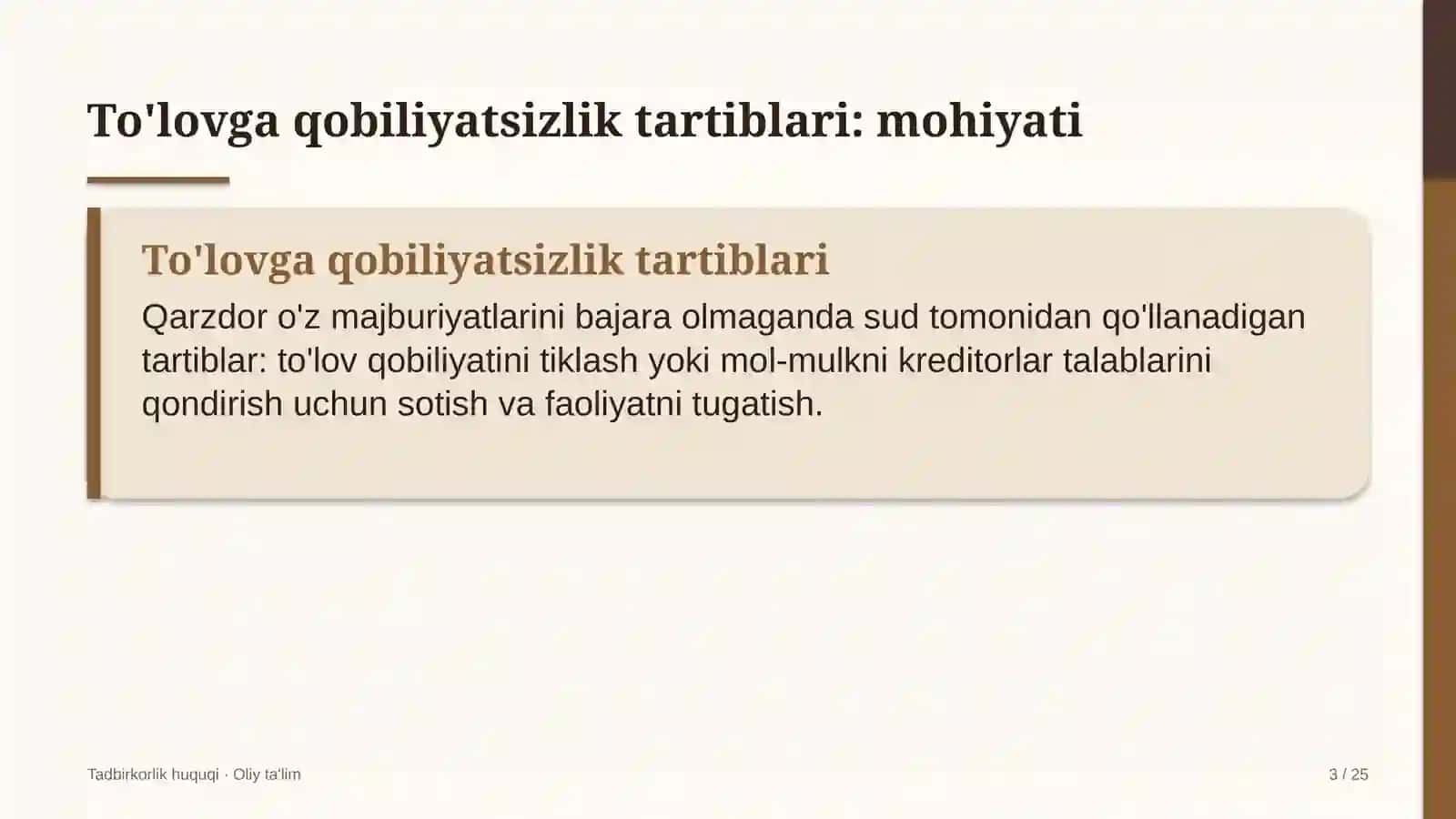 Loyiha institutlarida to'lovga qobiliyatsizlik tartib-taomillari 3