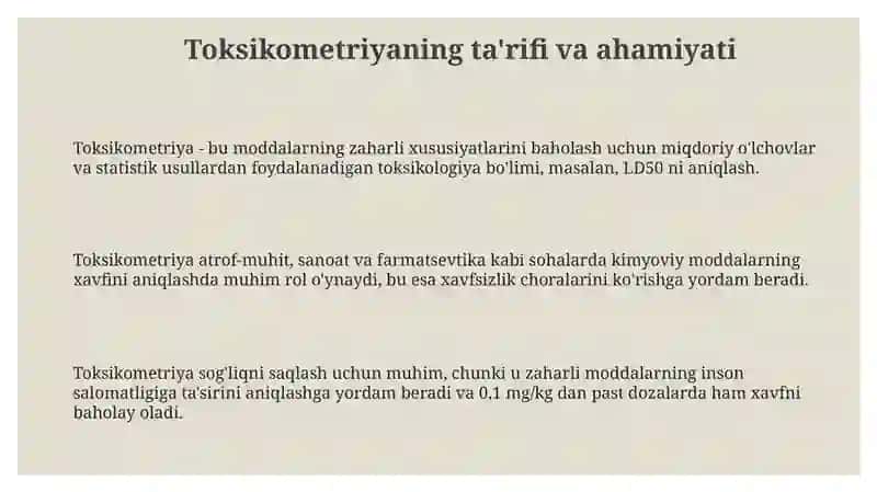 Toksikometriya ahamiyati 3