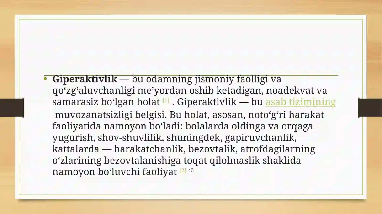 Giperaktiv bola mustaqil ish 3