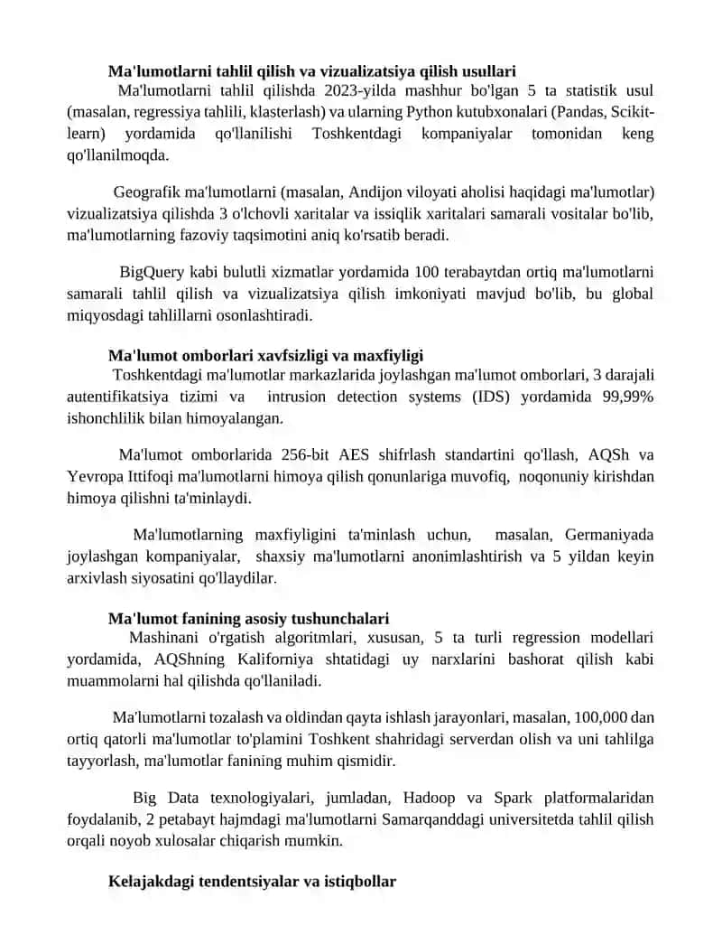 Ma'lumotlar omborlari va Data Scines tushunchasi 3