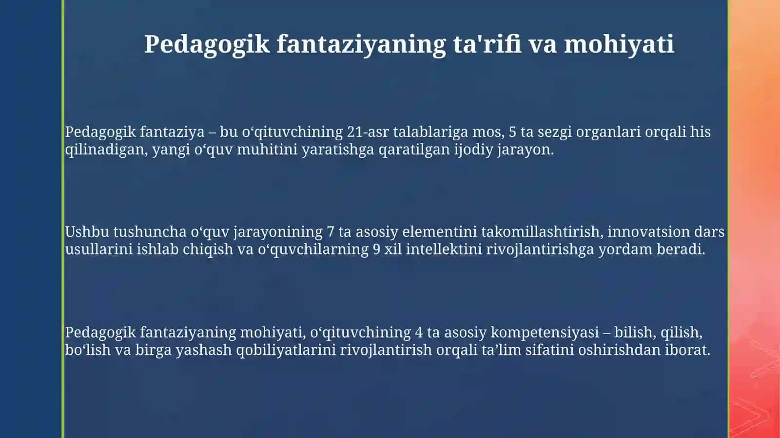 Kasbiy pedagogik fantaziya (xayol) 3