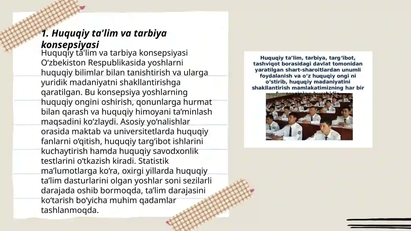 Huquqiy tarbiyaning asosiy yoʻnalishlari va huquqiy tarbiya texnologiyalarini joriy etish 3