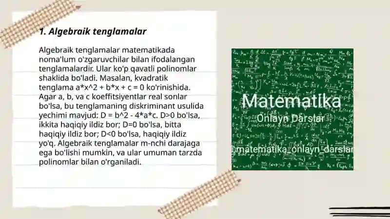 Algebraik tenglamalar 3