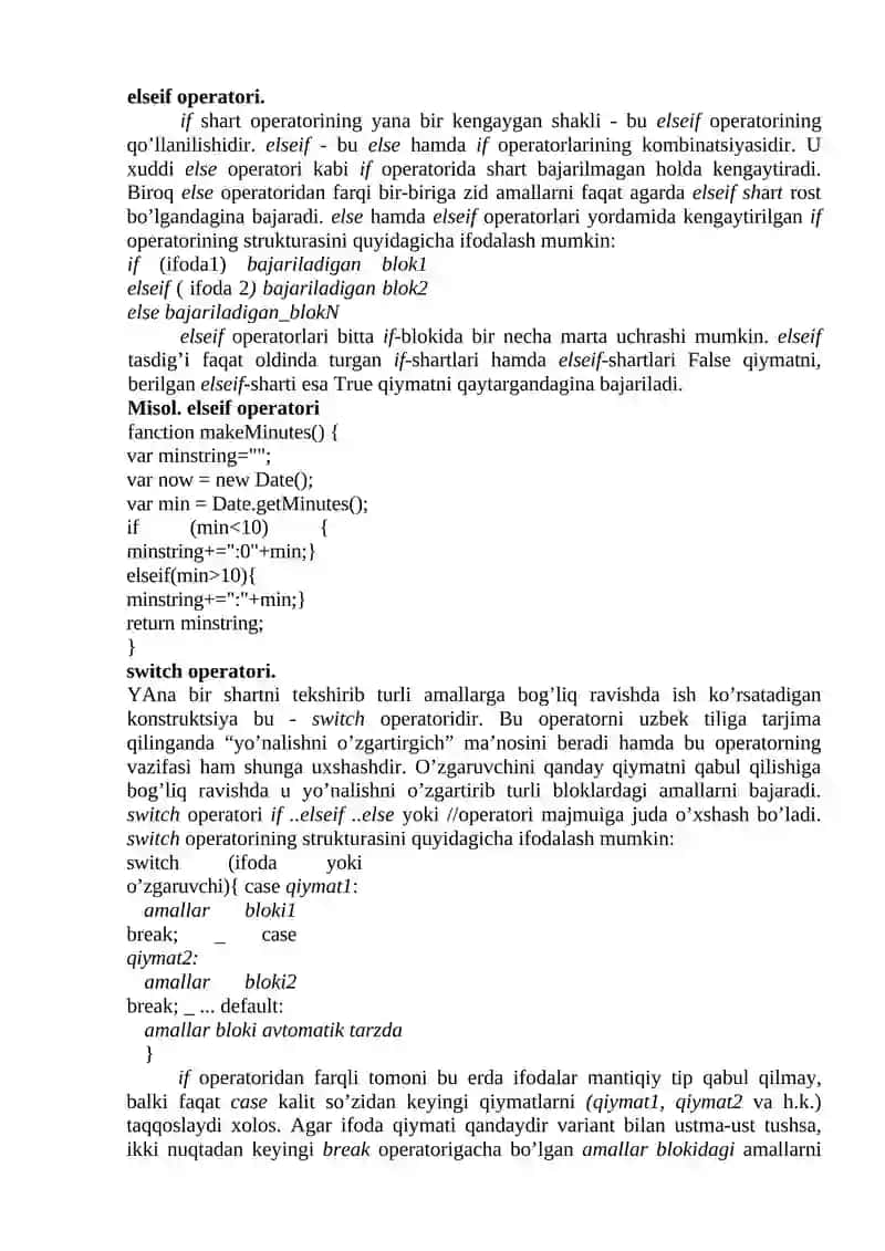 JavaScript dаsturlаridа jаrаyonlаrni bоshqаrish elеmеntlаri 3