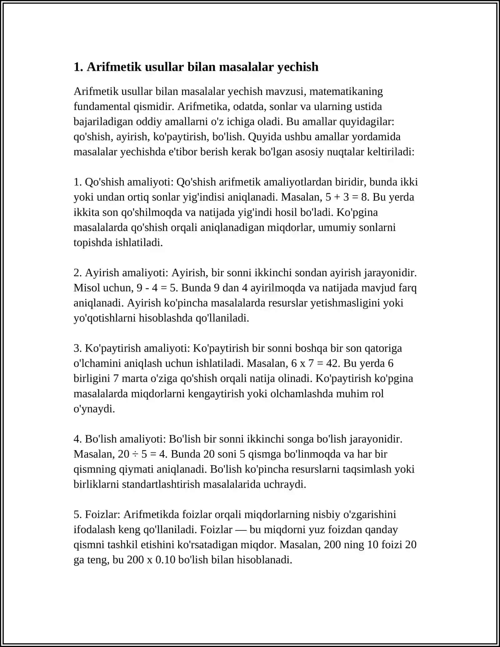 MASALALAR YECHISHNING ARIFMETIK, ALGEBRAIK, GEOMETRIK, AMALIY VA MANTIQIY USULLARI 3