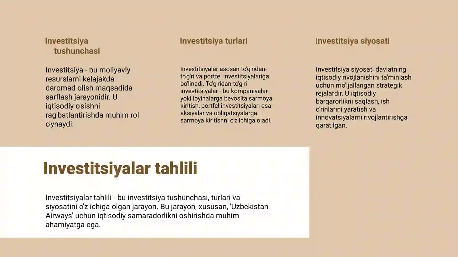Investitsion faoliyat tahlili 3
