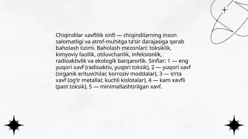 Chiqindilar xavflilik sinfi: umumiy tushuncha va tasnifi 3