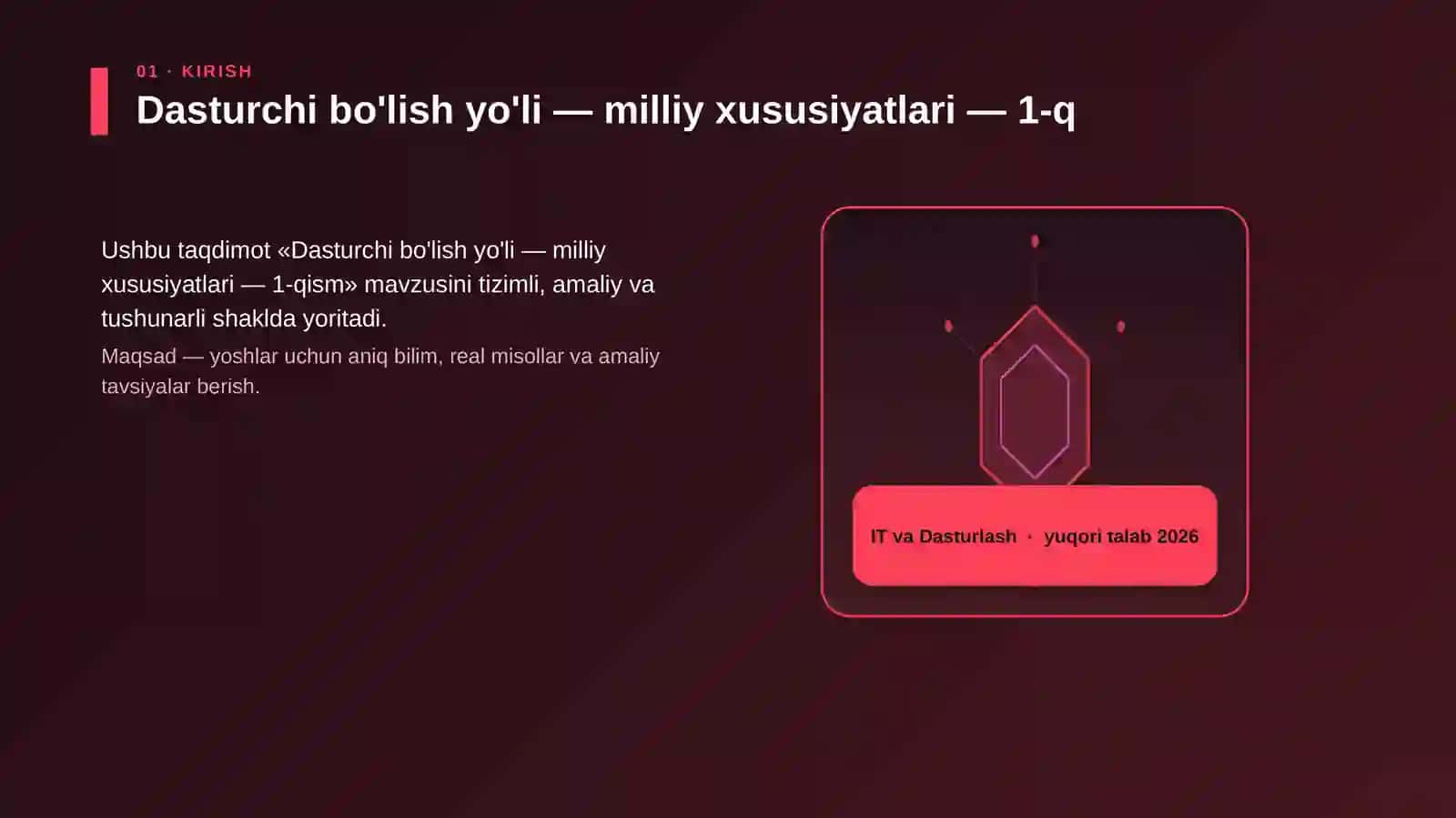 Dasturchi bo'lish yo'li — milliy xususiyatlari — 1-qism 3