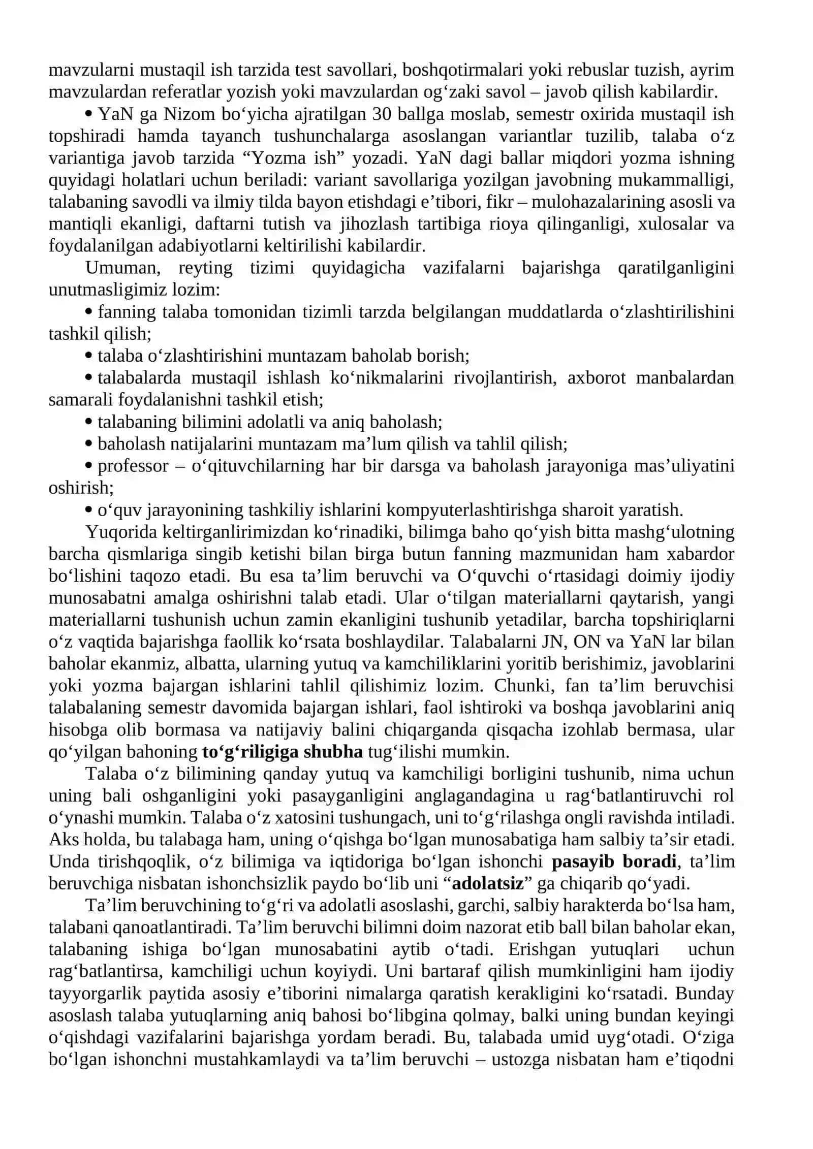O‘quvchilarning bilim, ko‘nikma, malakalarini baholash turlari va mezonlari 3