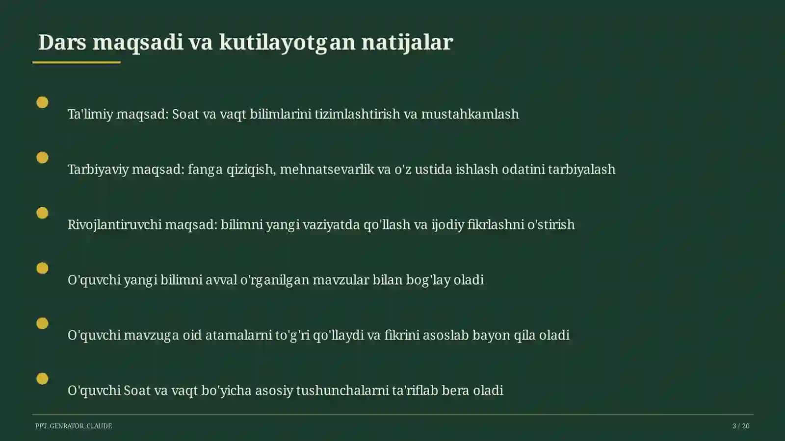 Soat va vaqt (1-sinf) 3