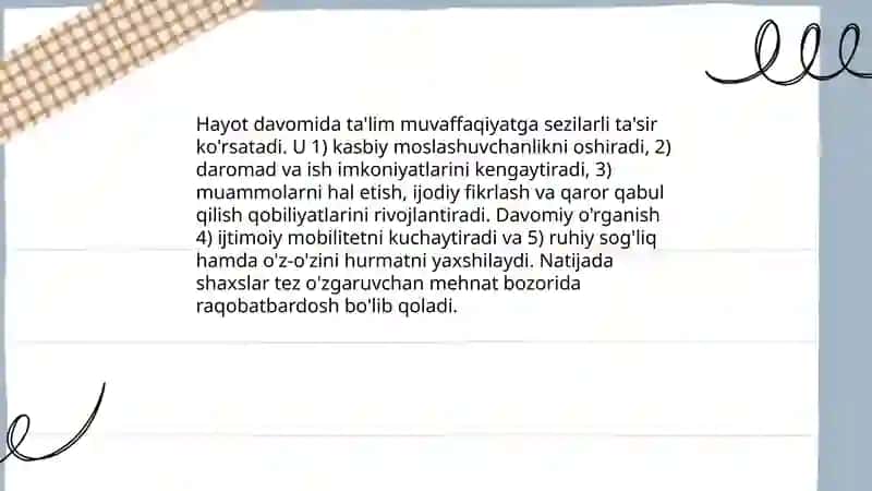 Hayot davomida talim muvaffaqiyat vositasi sifatida 3