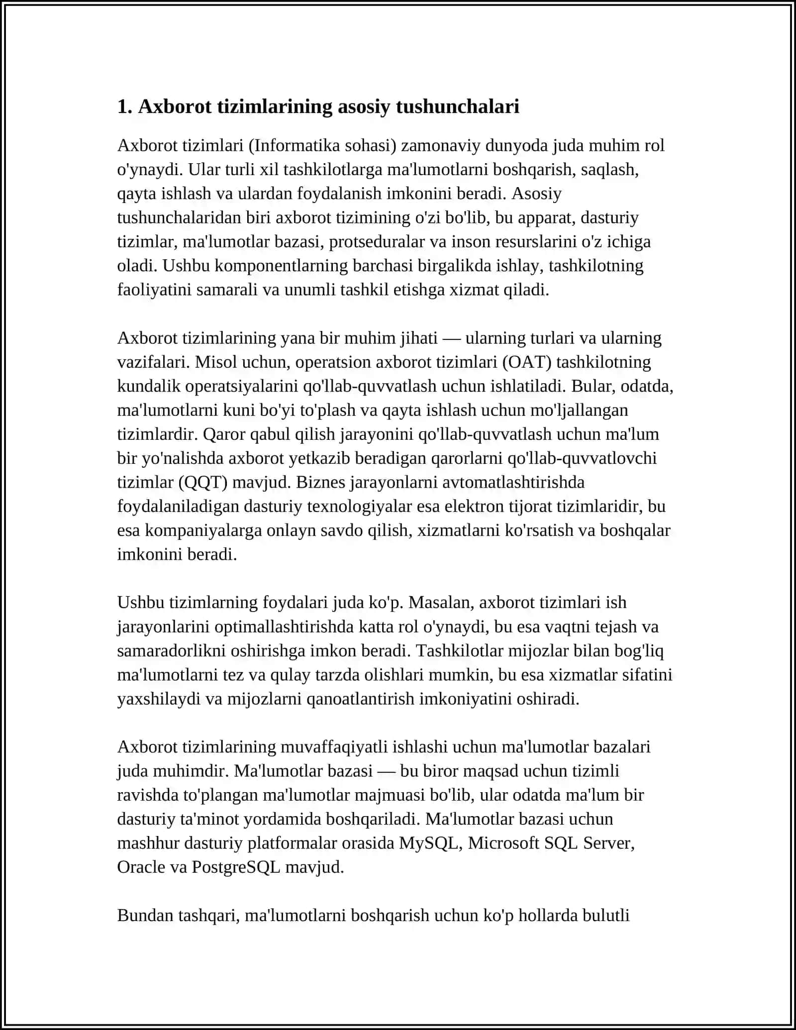 Axborot tizimlarining tushunchasi va qollanilishi 3