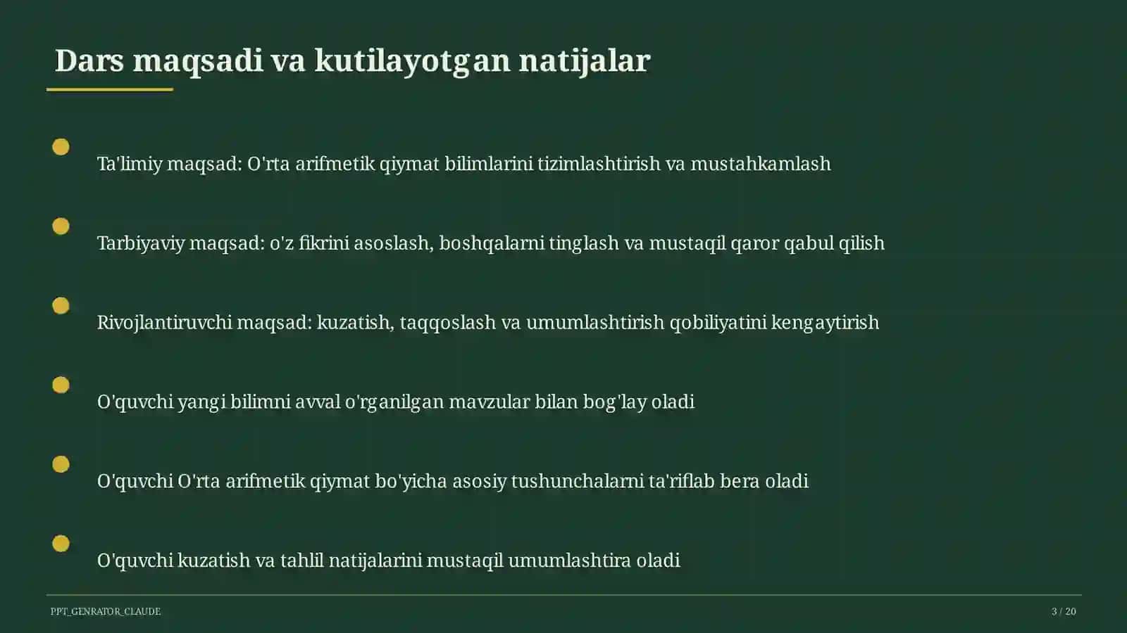 O'rta arifmetik qiymat (5-sinf) 3