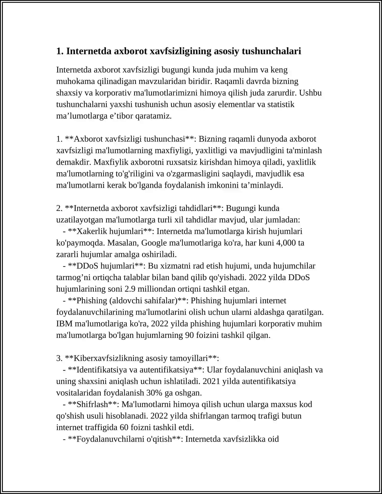 INTERNETDA AHBORAT HAVSIZLIGI TAHDIDLAR VA ULARNI OLDINI OLISH 3