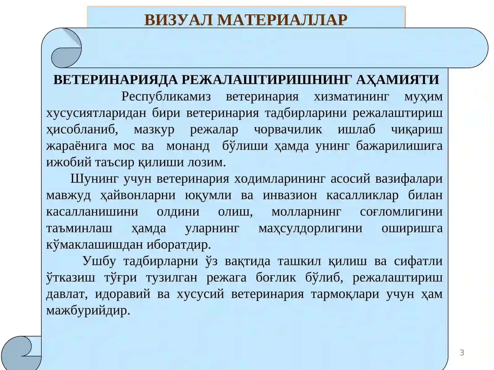 Ветеринарияда режалаштириш 3