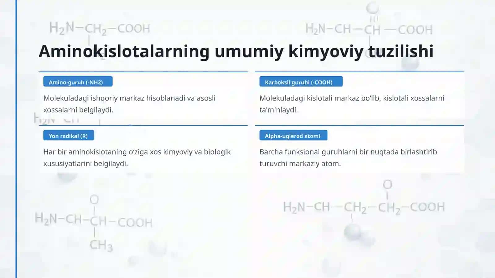 Aminokislotalarning tuzilishi, nomenklaturasi va tibbiyotdagi ahamiyati 3