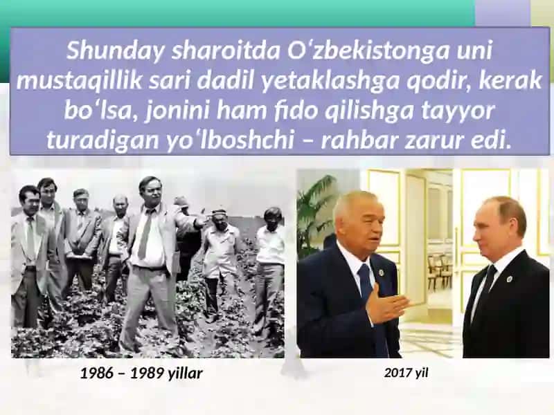 Ózbekiston mustaqilligini qólga kiritishi. 3
