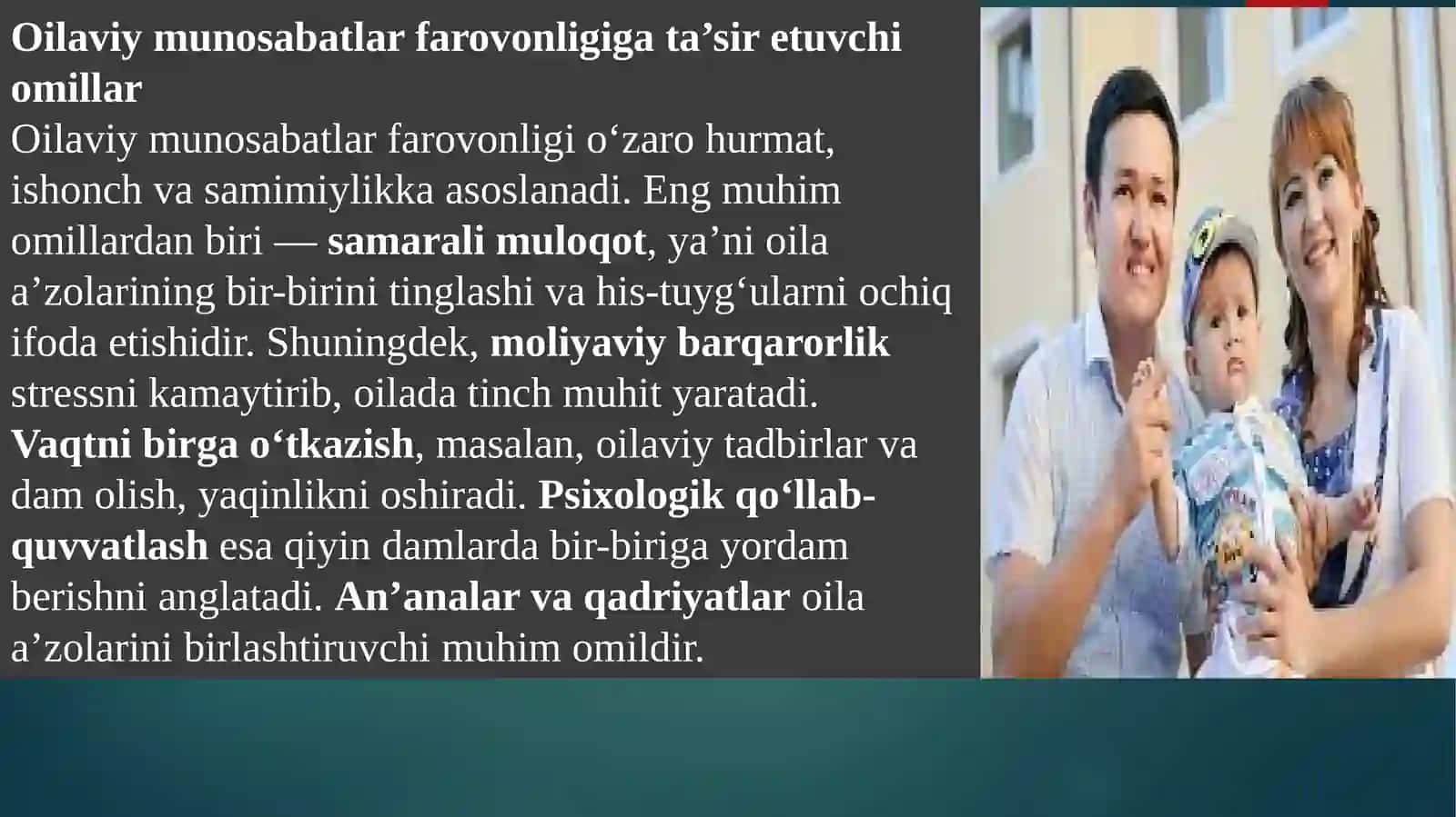 Oilaviy munosabatlar farovonligiga ta’sir etuvchi omillar 3