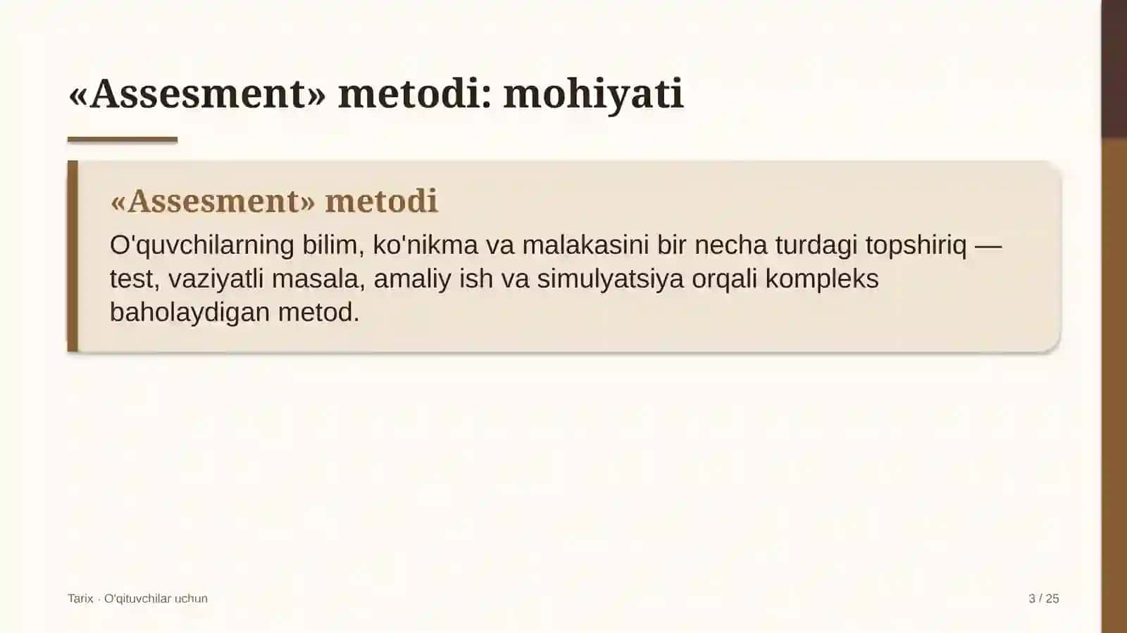 tarix darslarida assesment metodidan foydalanish 6346 3