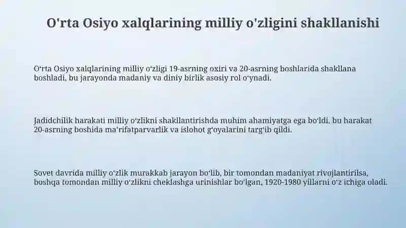 Oʻrta Osiyo xalqlarining milliy oʻzligi 3