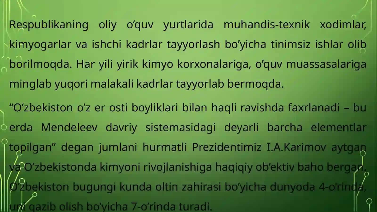 Kimyo fanining sanoat va xalq xoʻjaligi rivojida ahamiyati 3