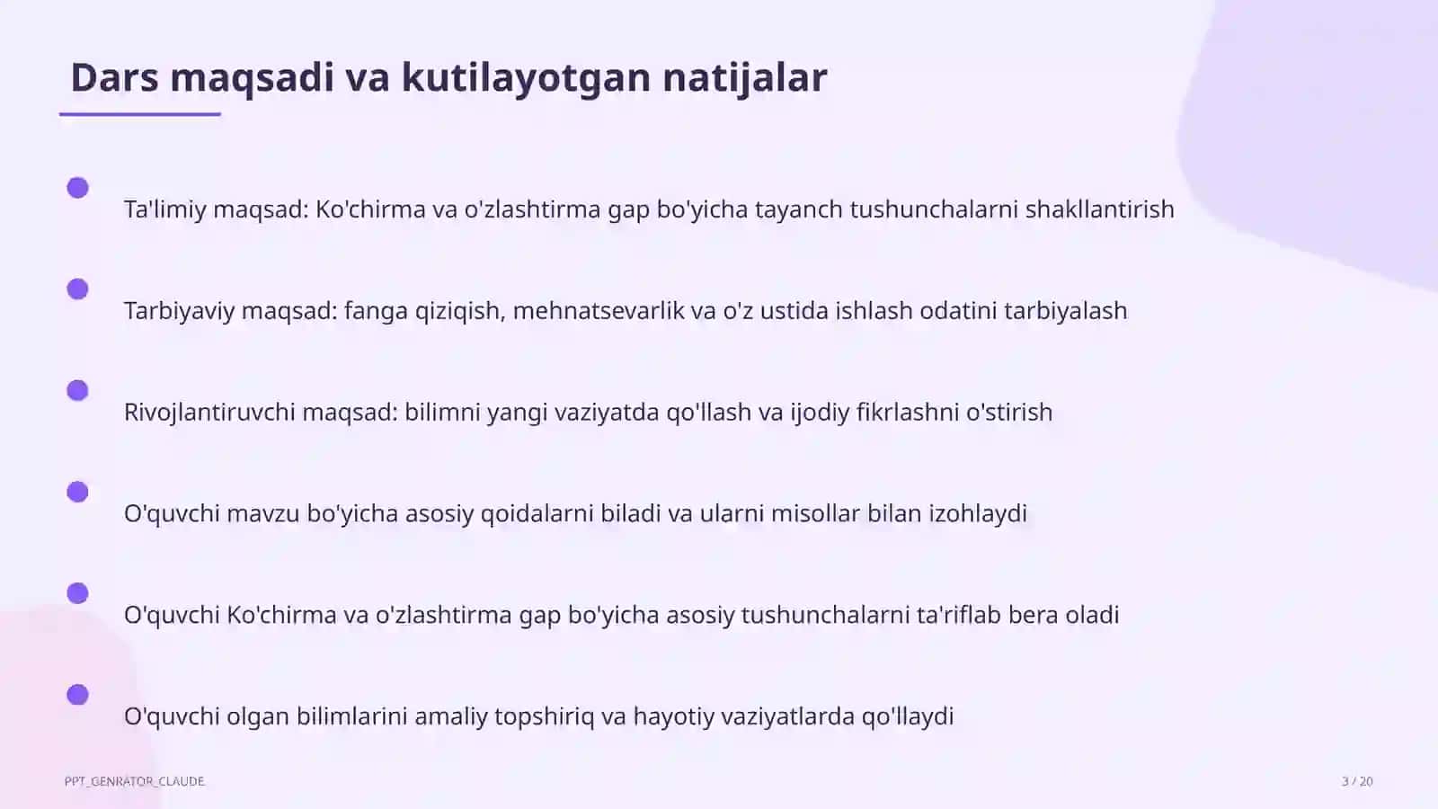 Ko'chirma va o'zlashtirma gap (9-sinf) 3