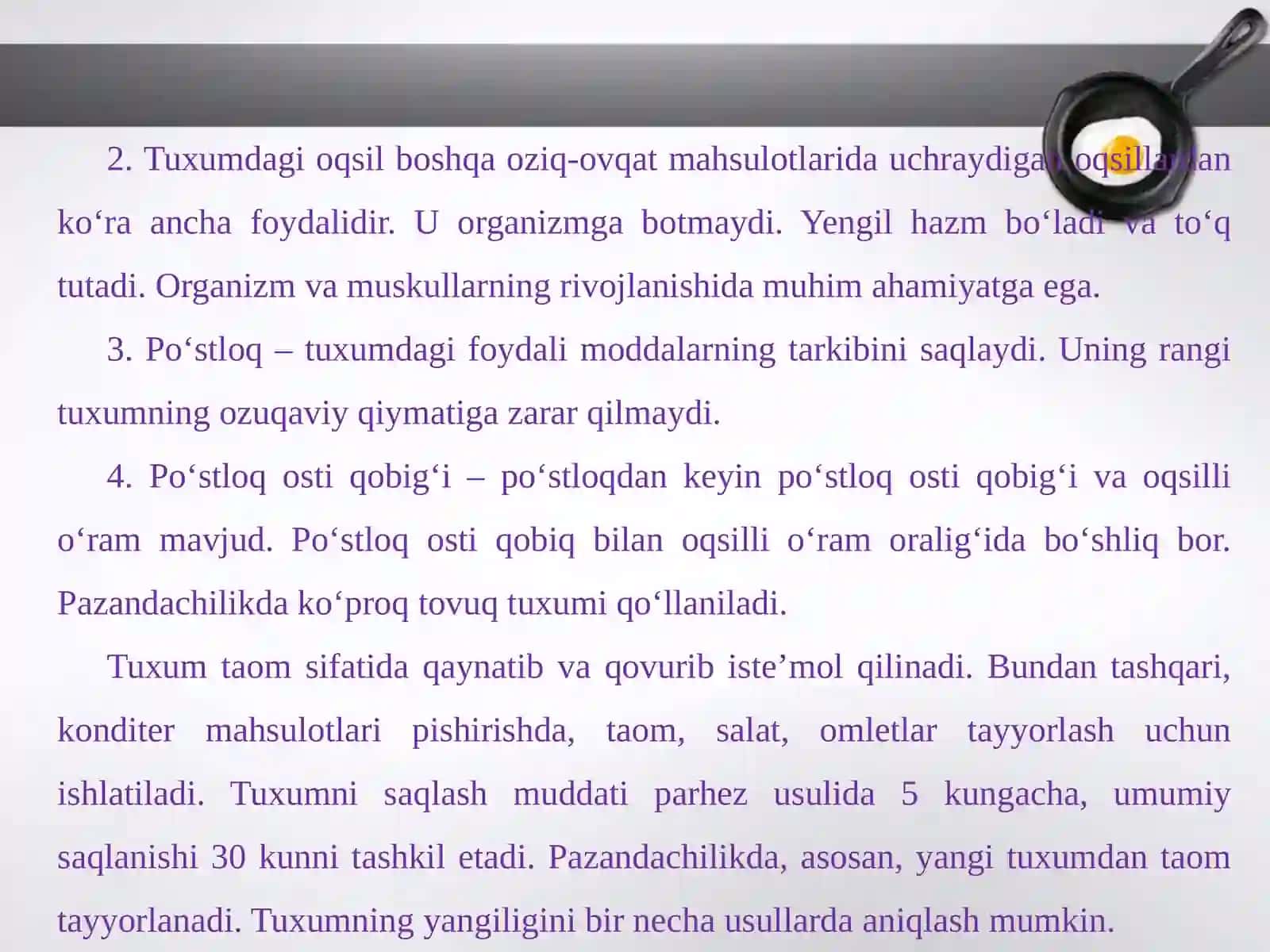 Tuxumdan Taomlar Tayyorlanadi 3