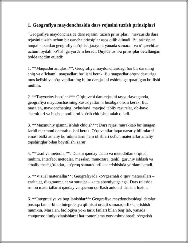 Geografiya maydonchasida dars rejasini tuzish prinsiplari 3