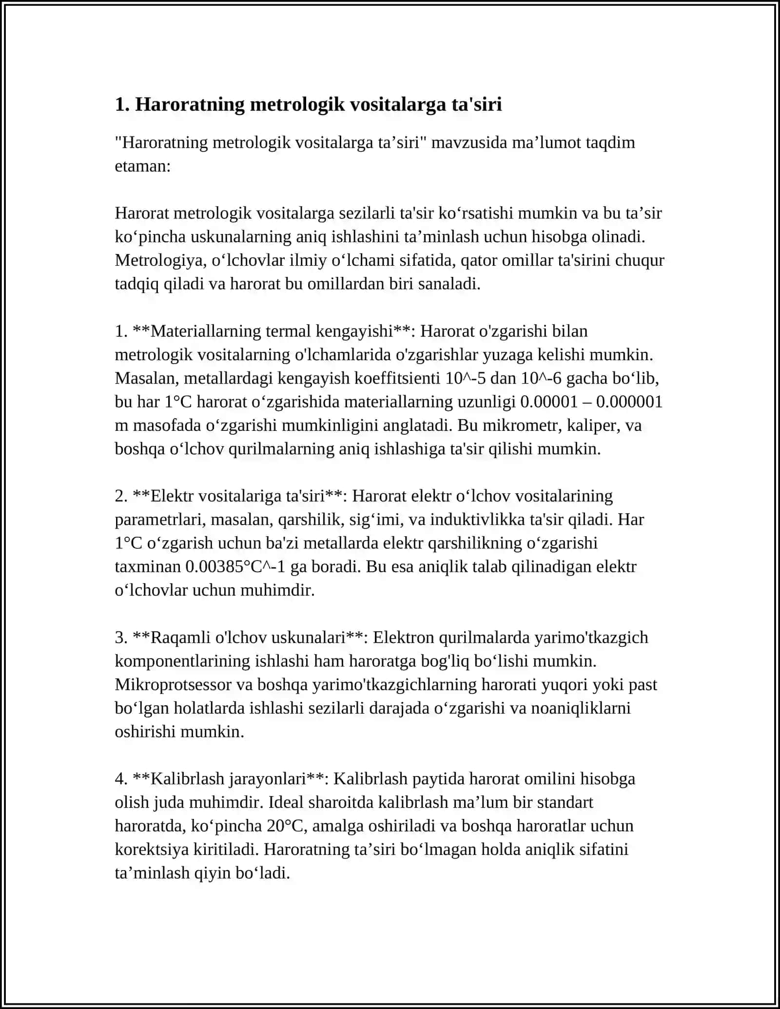 HARORAT VA BOSHQA TASHQI OMILLARNING METROLOGIK HUSUSIYATLARGA TA’SIRI 3