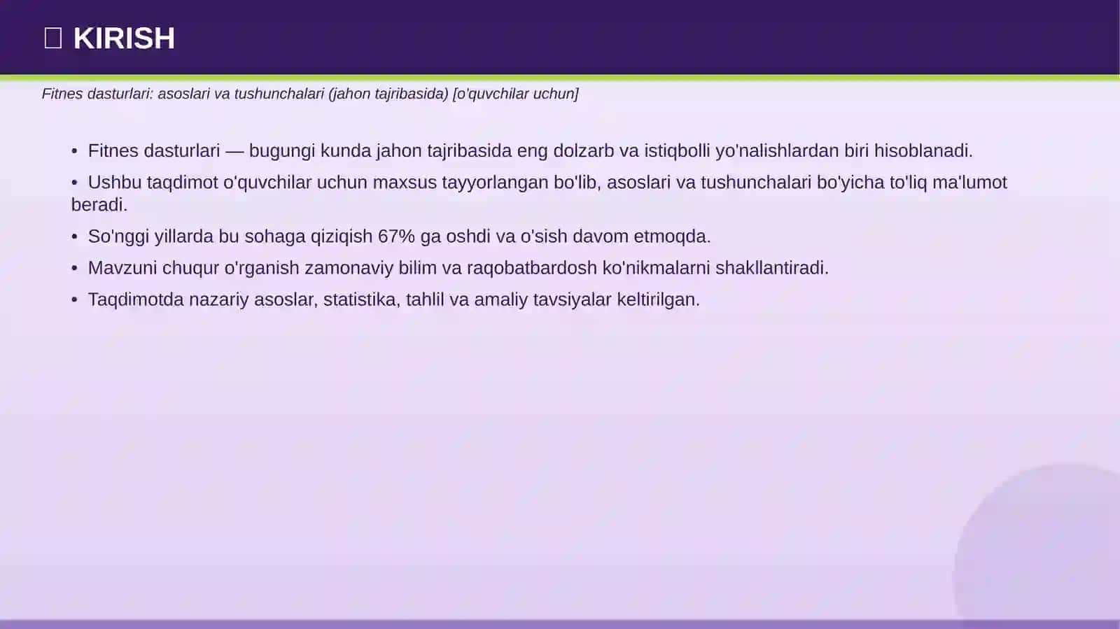 FITNES DASTURLARI: asoslari va tushunchalari 3