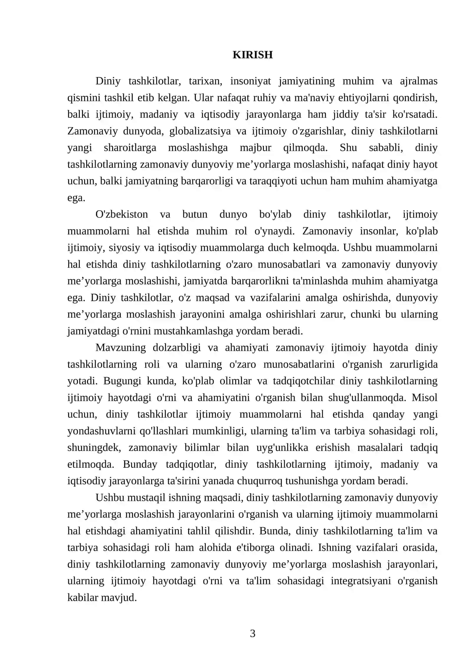 Diniy tashkilotlarning zamonaviy dunyoviy meʼyorlarga moslashishining ahamiyati 3