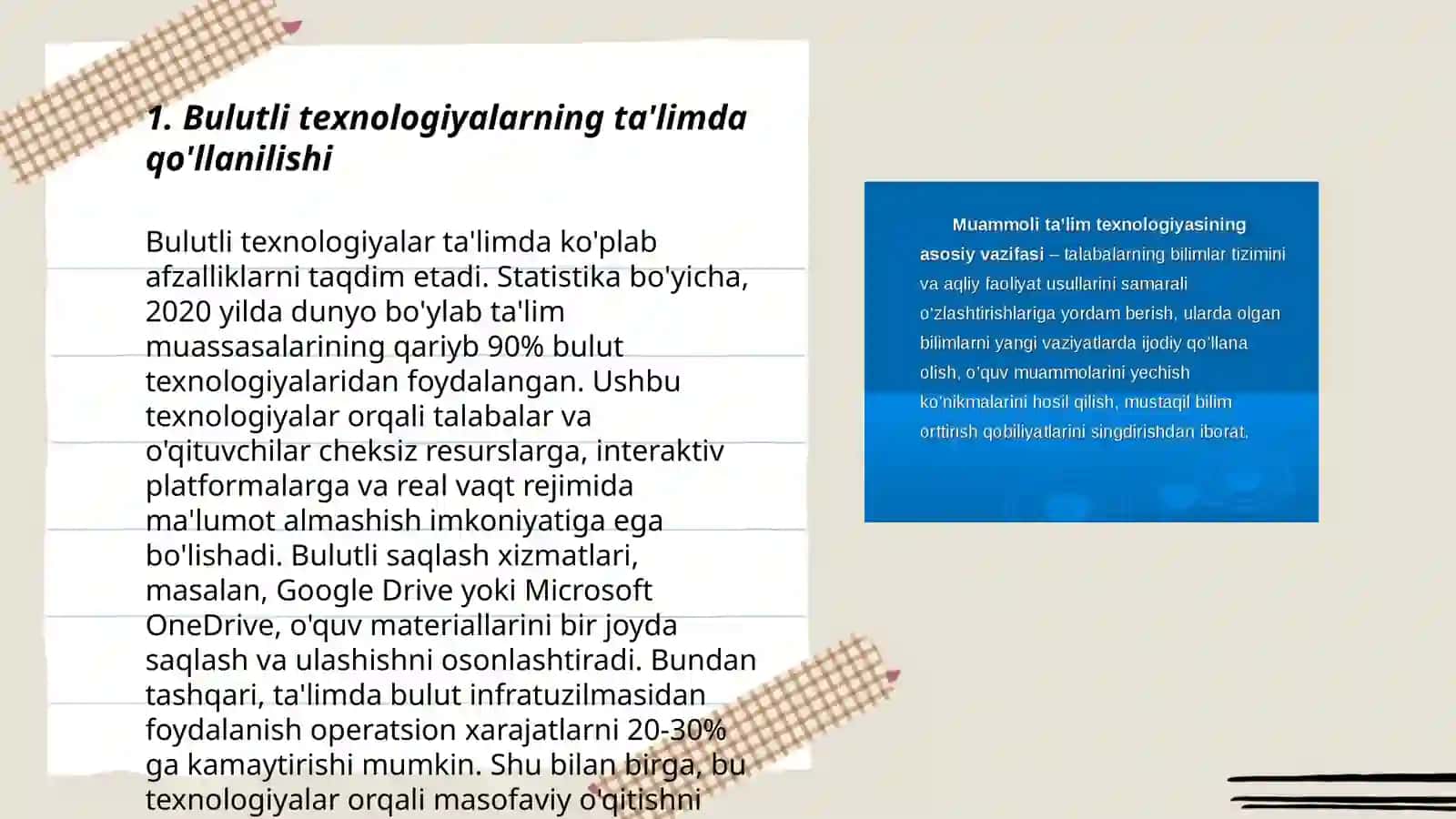 Taʼlim jarayonida bulutli texnologiyalardan foydalanish 3